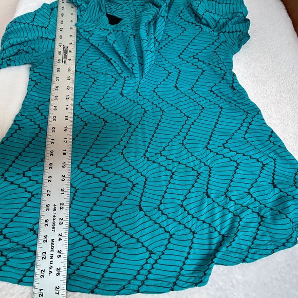 Yushi Womens Cowl Neck Textured Knit Tunic Top Large Blue Pullover 3/4 Sleeve - Picture 6 of 6